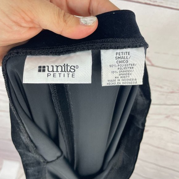 Units Petite Women's Black Velour Back Slit Elastic Waist Long Skirt Size SP - Picture 4 of 7